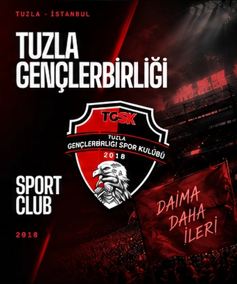 Tuzla Gençlerbirliği: kırmızı siyah kulüp arması ve tribünler